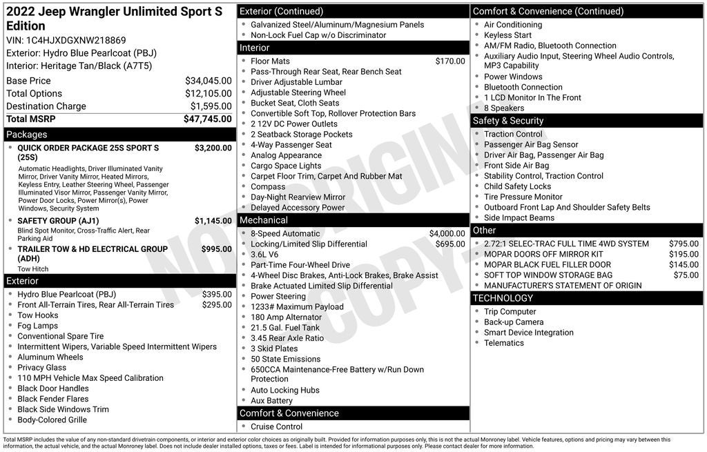 2022 Jeep Wrangler Unlimited Sport S