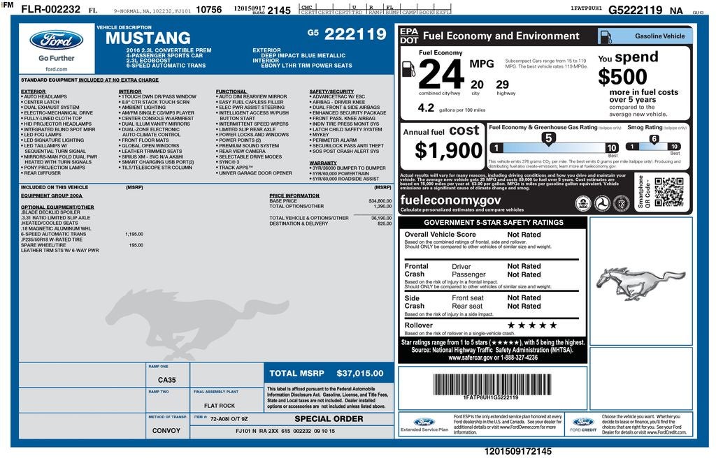 2016 Ford Mustang EcoBoost Premium