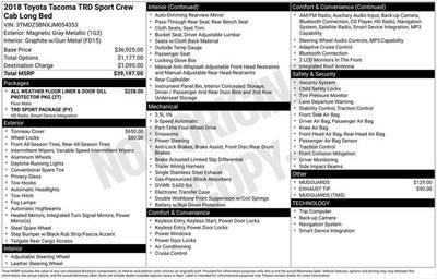 2018 Toyota TACOMA TRD SPORT TRD Sport V6
