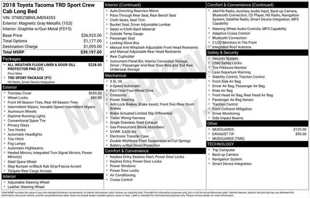 2018 Toyota TACOMA TRD SPORT TRD Sport V6