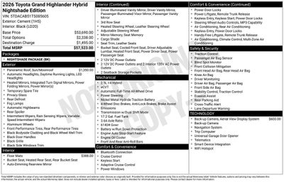 2026 Toyota GRAND HIGHLANDER HEV Nightshade Edition