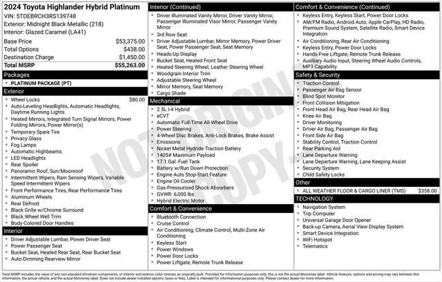 2024 Toyota Highlander Hybrid Platinum