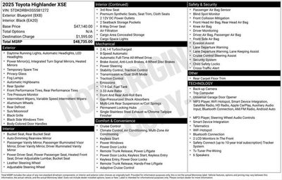 2025 Toyota Highlander XSE