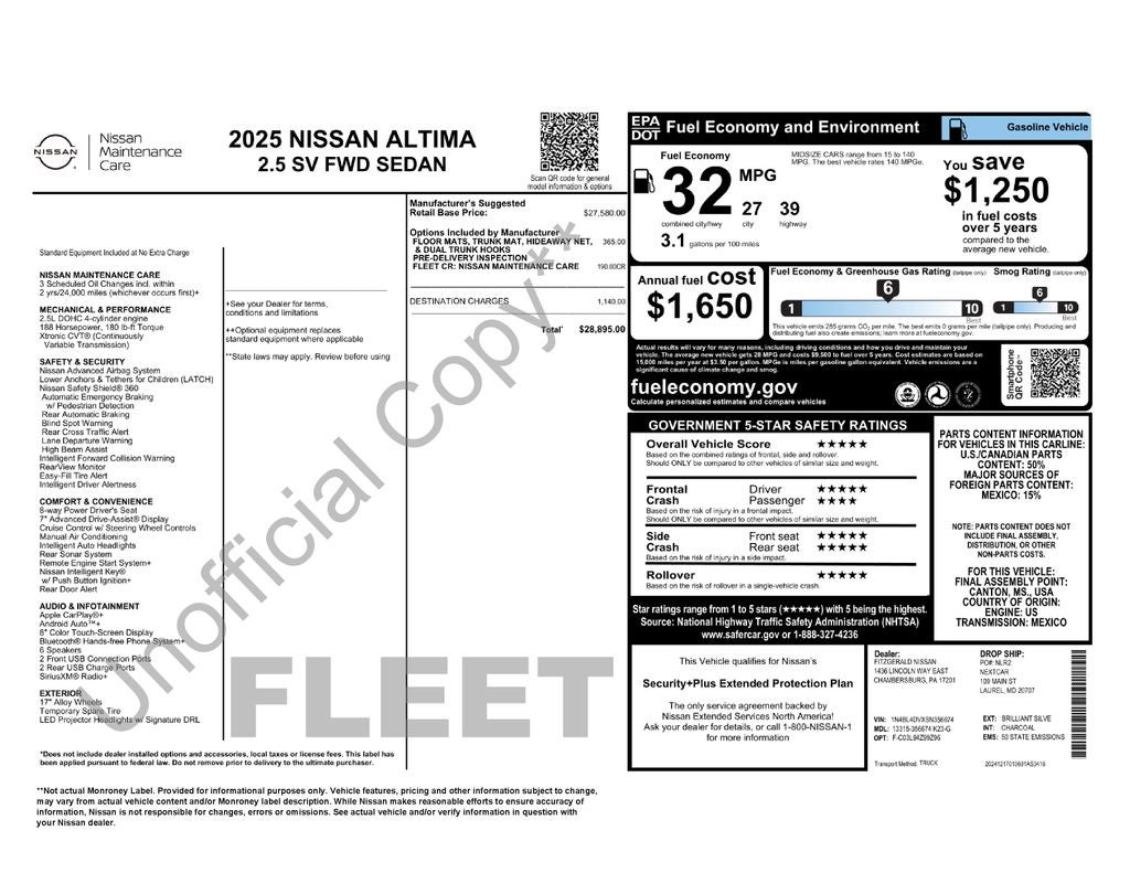 2025 Nissan Altima 2.5 SV