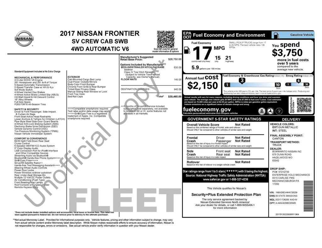 2017 Nissan Frontier SV
