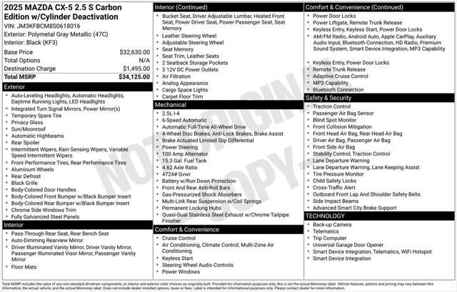 2025 Mazda Mazda CX-5 2.5 S Carbon Edition