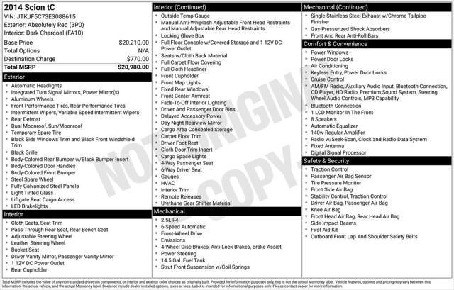 2014 Scion SCION tC Base