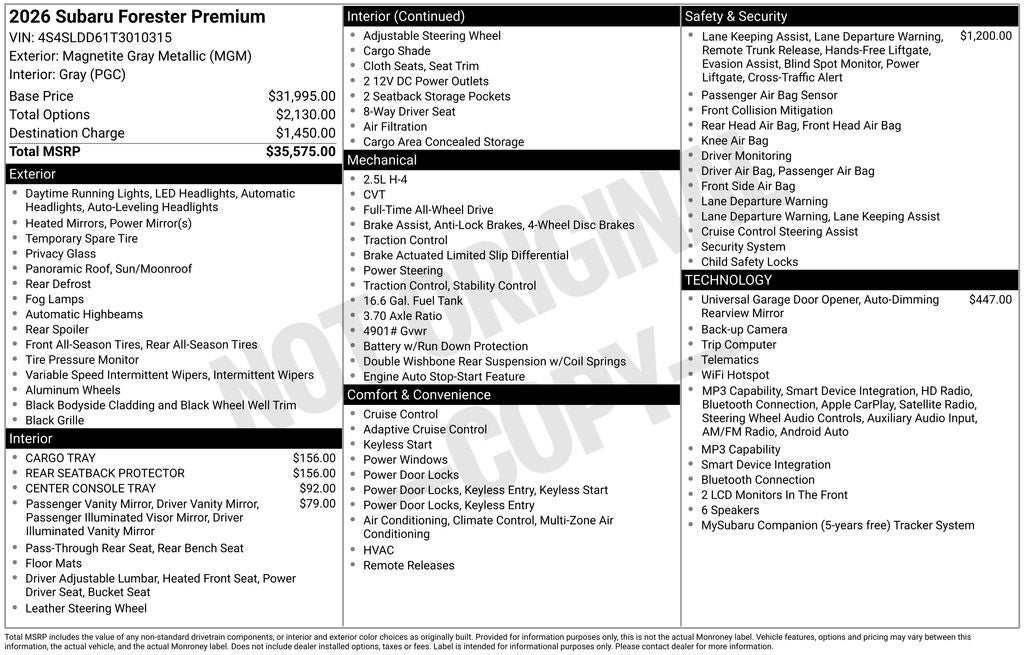 2026 Subaru Forester Premium