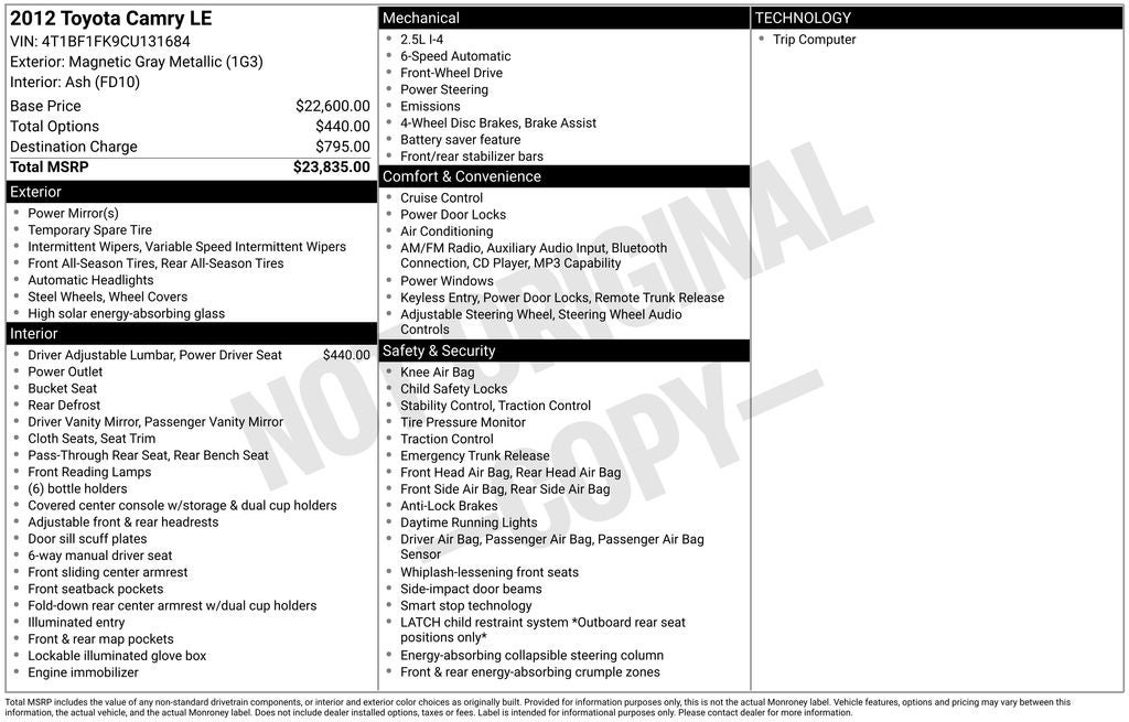 2012 Toyota Camry LE