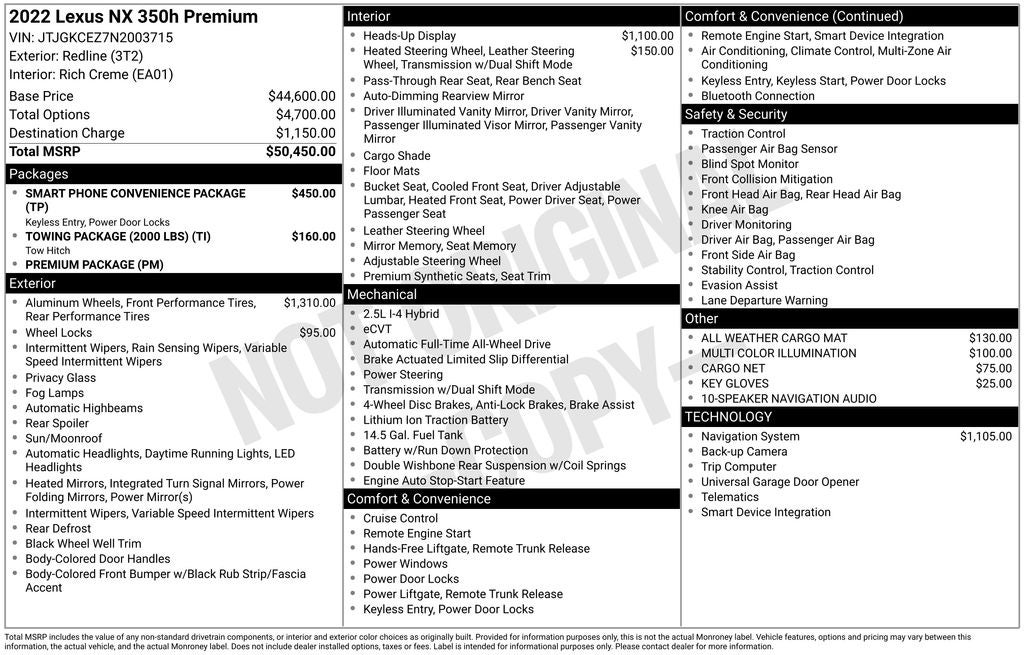 2022 Lexus NX 350h Premium