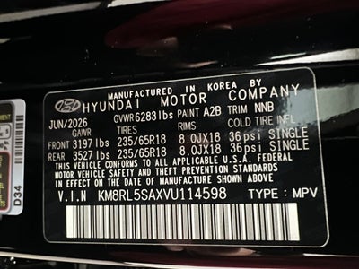 2027 Hyundai Palisade Hybrid Blue SEL 7 Passenger