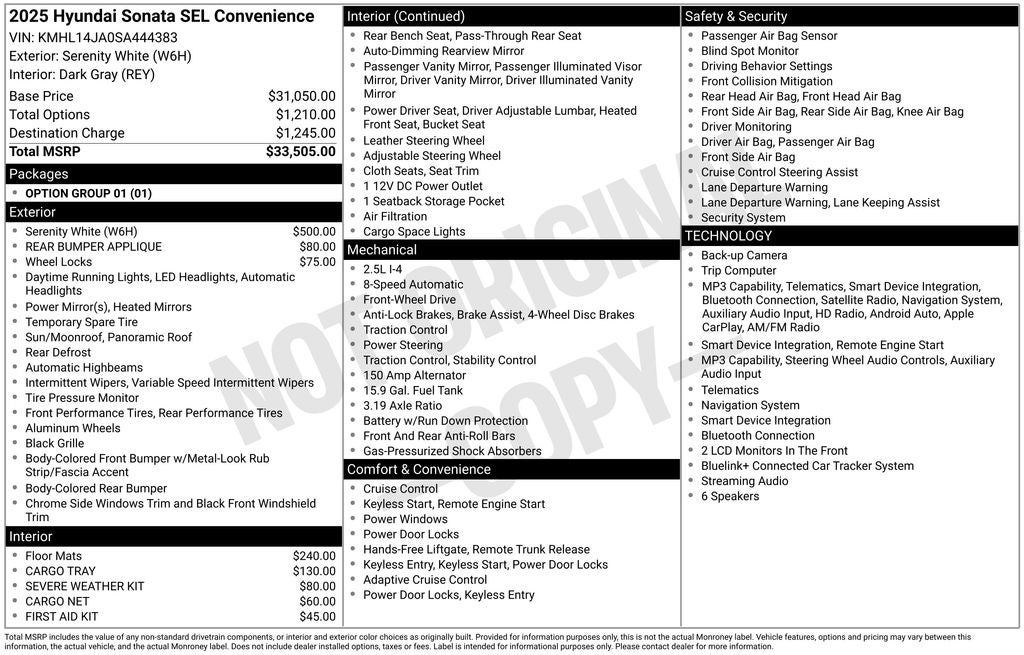 2025 Hyundai Sonata SEL Convenience