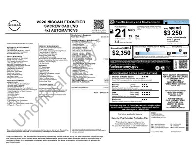 2026 Nissan Frontier Crew Cab SV Long Bed