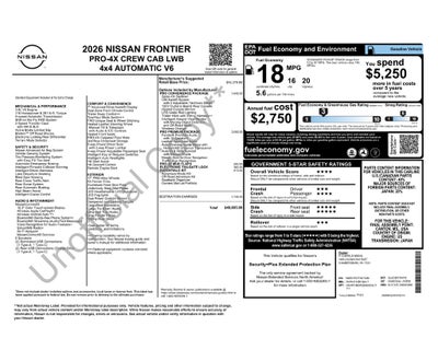 2026 Nissan Frontier Crew Cab PRO-4X® Long Bed