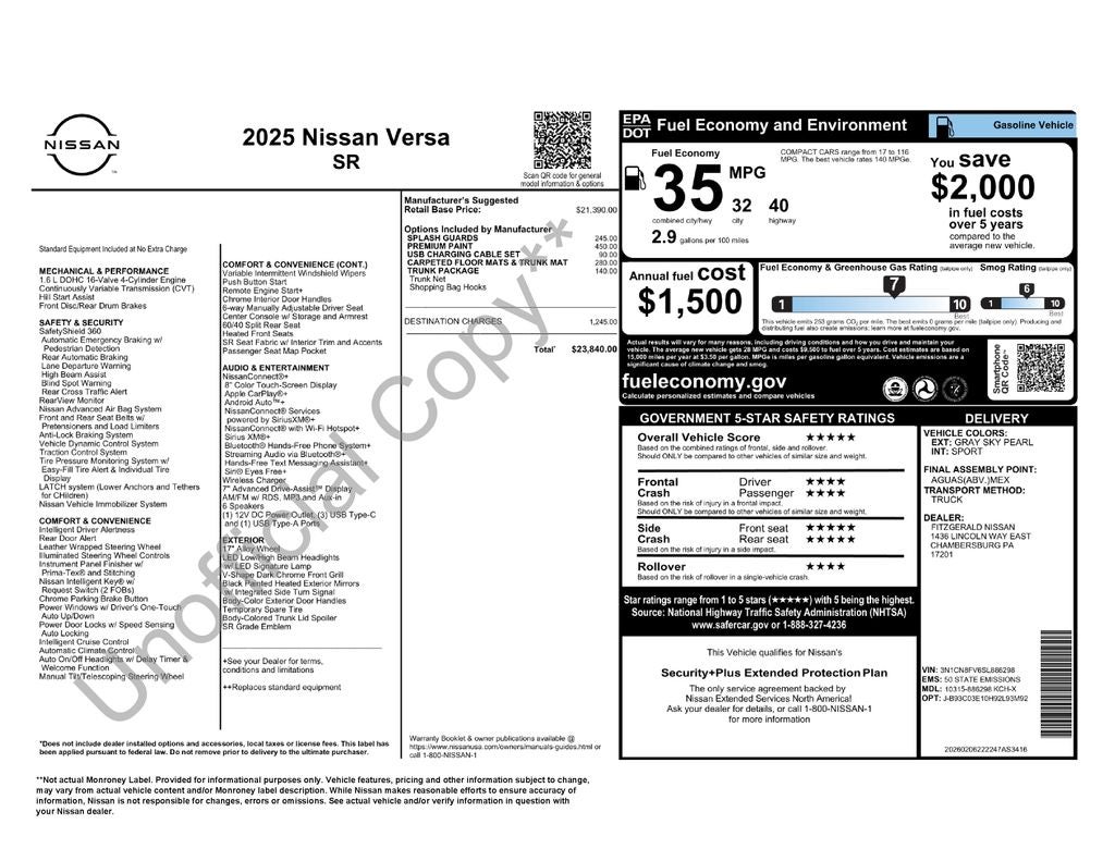 2025 Nissan Versa 1.6 SR
