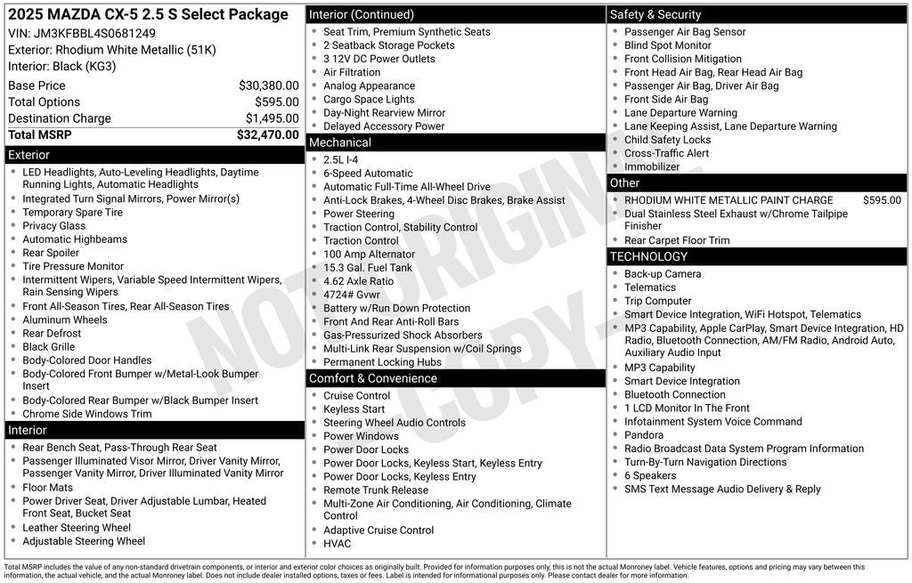 2025 Mazda Mazda CX-5 2.5 S Select Package
