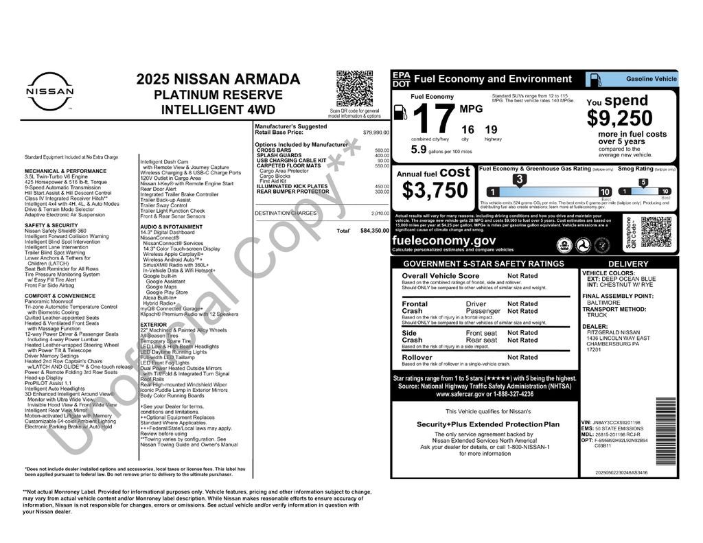 2025 Nissan Armada Platinum Reserve